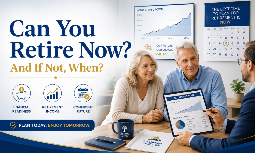 Financial advisor helping a couple evaluate retirement readiness and retirement income planning options.