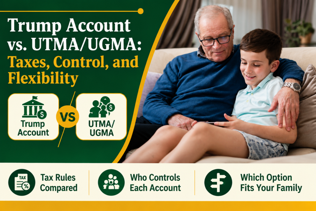 Comparison of a Trump Account and a UTMA custodial account for a child.