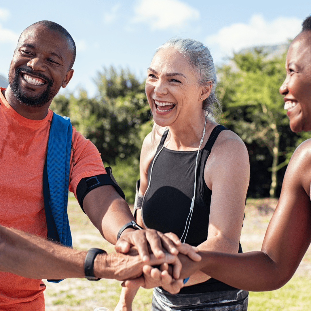 Group of friends exercising outdoors – 1